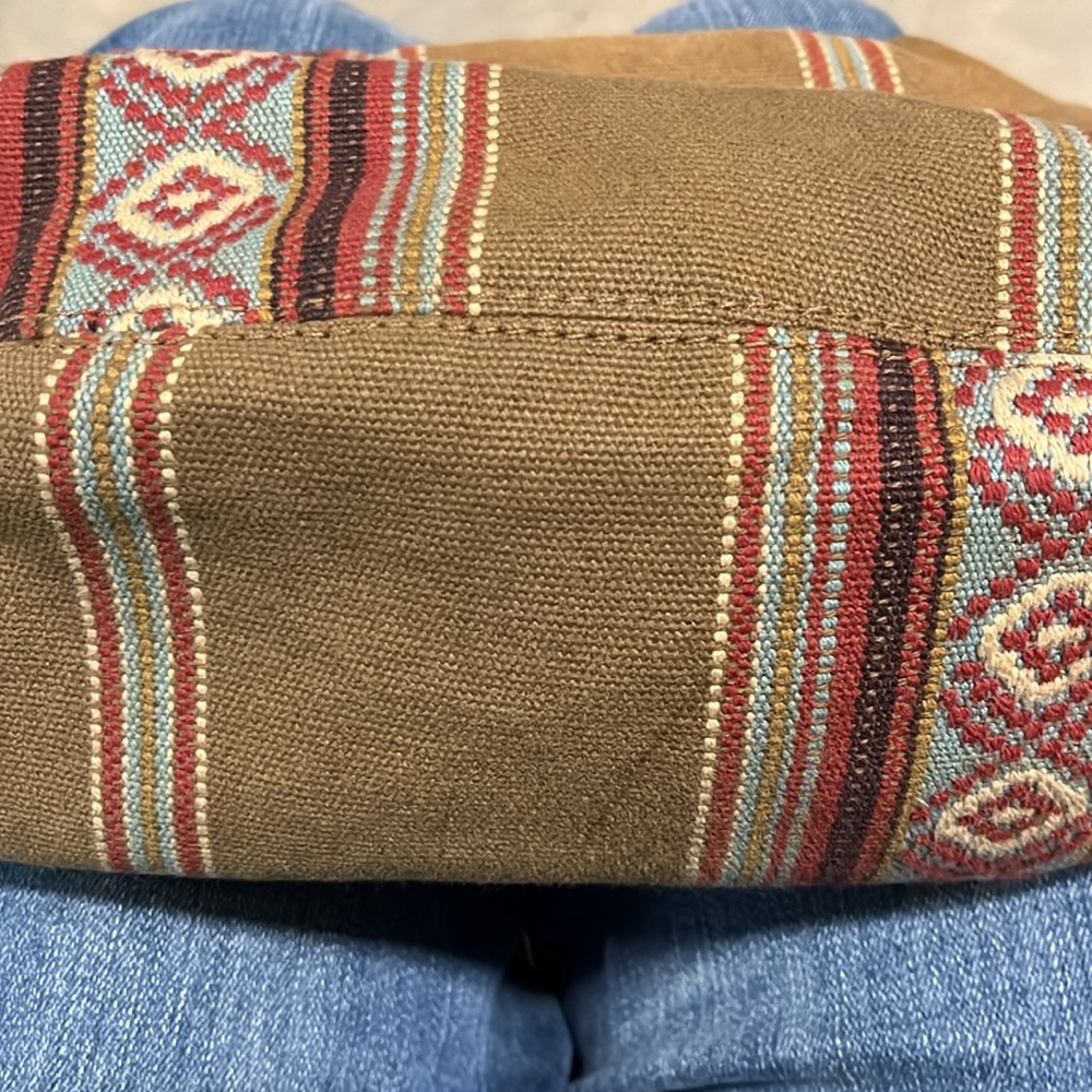 Fossil Tan and Brown Hobo Bag with Patterned Stripes - Picture 8 of 9
